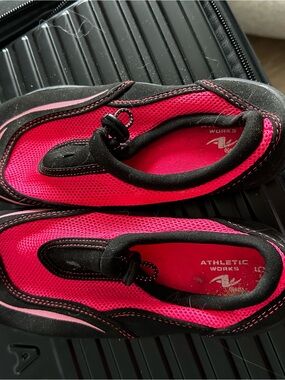 Athletic Works Pink and Black Slip-On Water Shoes